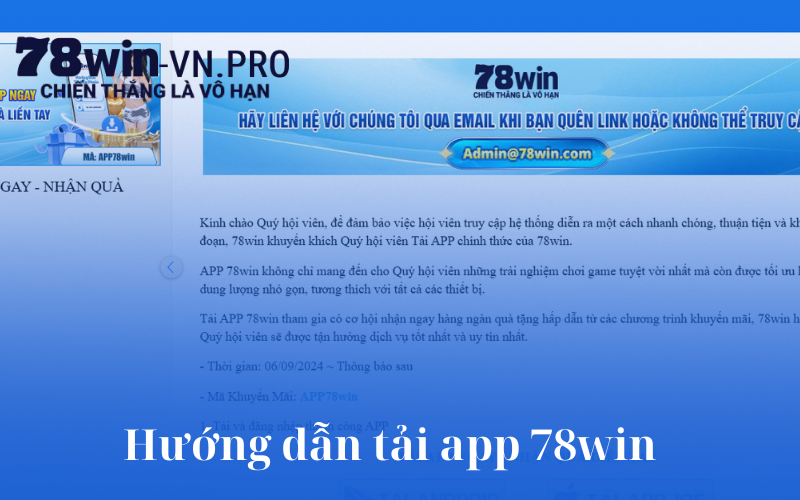 Hướng dẫn tải app 78win