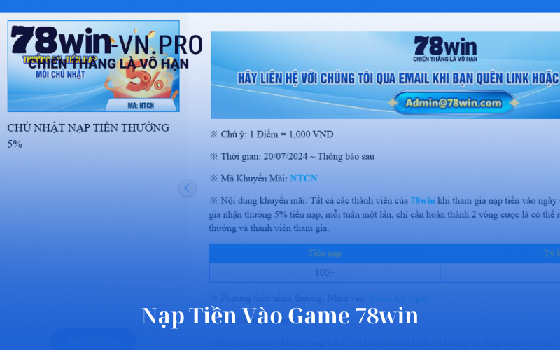 Nạp Tiền Vào Game 78win