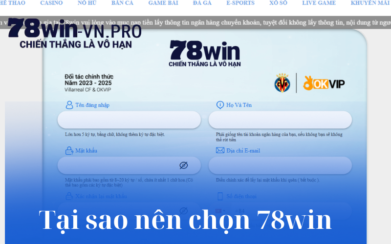 Tại sao nên chọn 78win